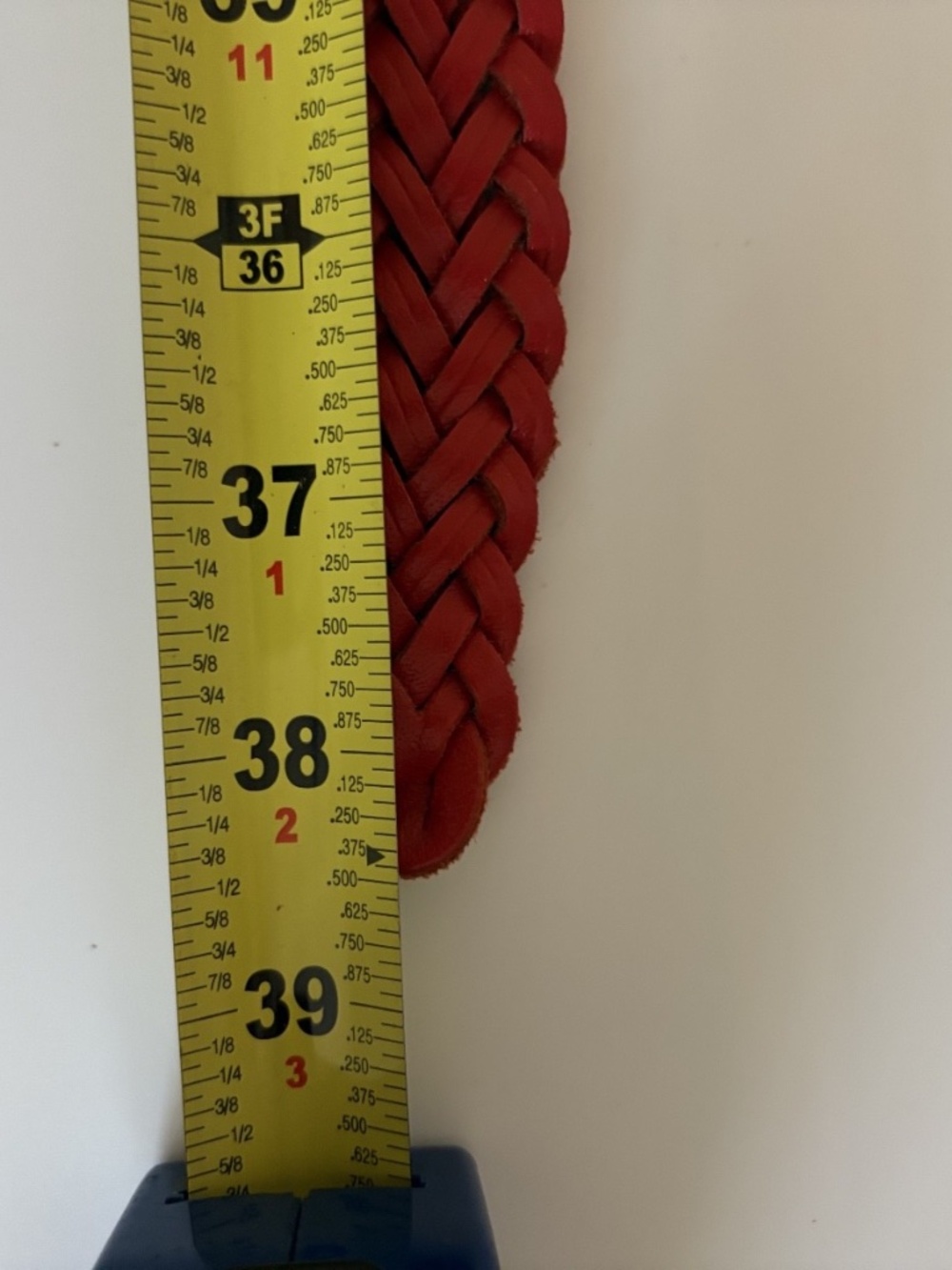 Classic Red Woven Leather Belt Covered Buckle Medium Large 1" Vintage Style - Picture 5 of 8